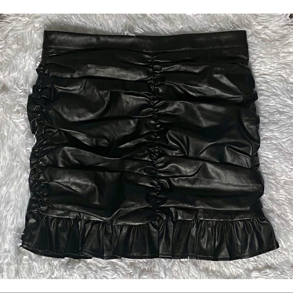 Pleather Ruffle Mini Skirt